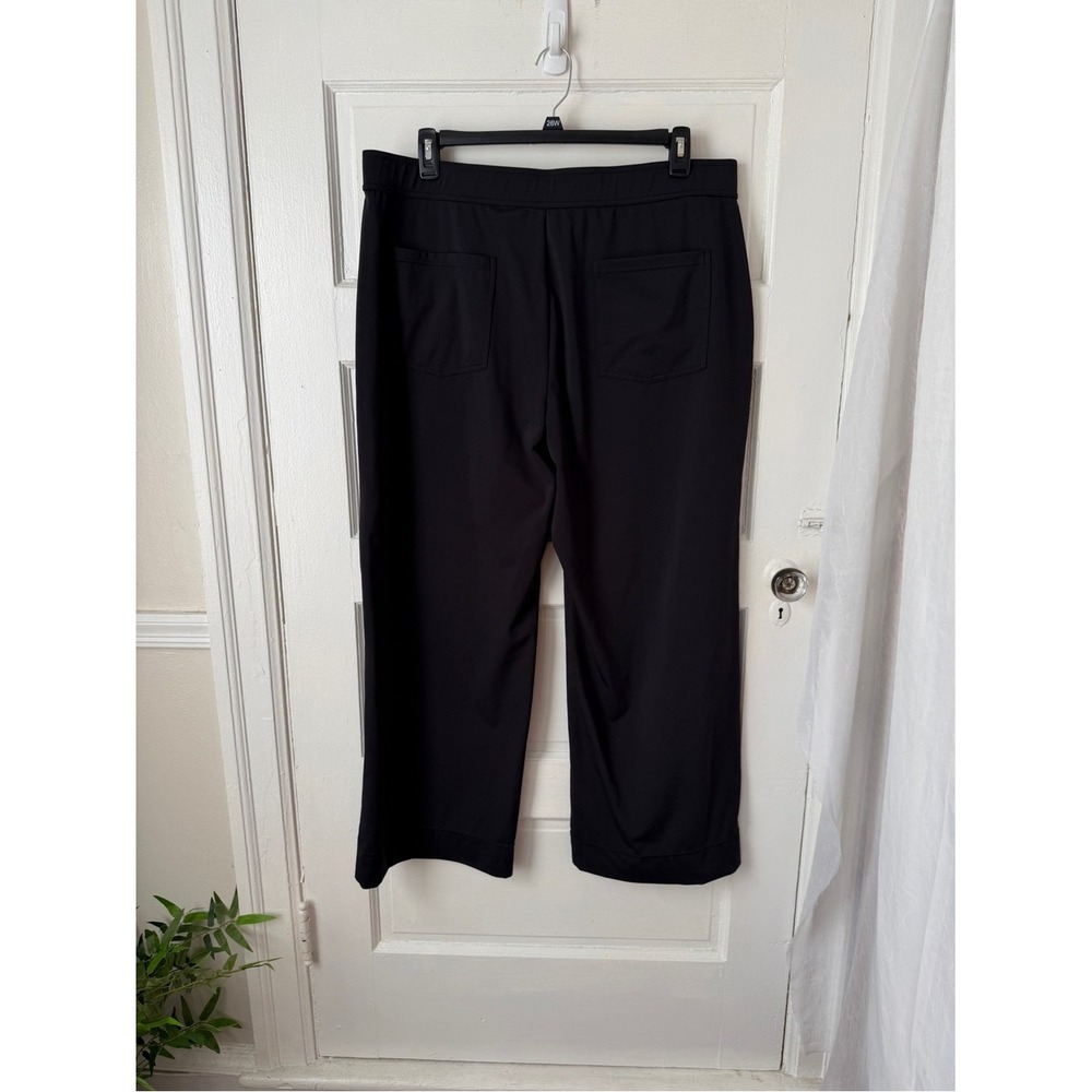 Halara Wide Leg Pull On Pants Elastic Waist Black Faux Buttons Pockets Office 2X - Picture 10 of 14